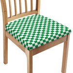Green And White Checkered Pattern Print Chair Cushion Cover
