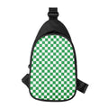 Green And White Checkered Pattern Print Sling Bag