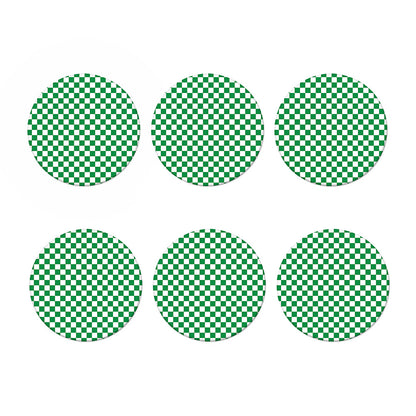 Green And White Checkered Pattern Print Coaster Set