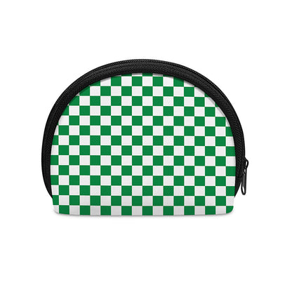 Green And White Checkered Pattern Print Coin Purse