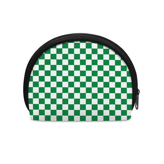 Green And White Checkered Pattern Print Coin Purse