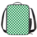 Green And White Checkered Pattern Print Crossbody Lunch Bag