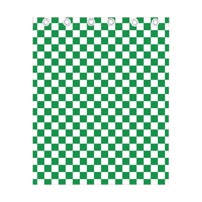 Green And White Checkered Pattern Print Curtain