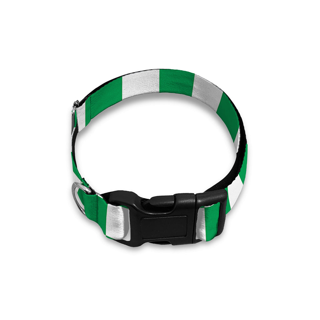 Green And White Checkered Pattern Print Dog Collar