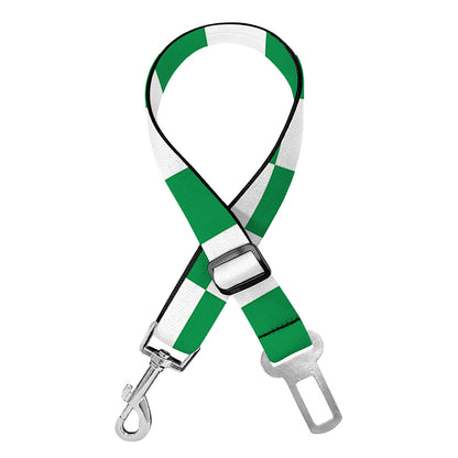 Green And White Checkered Pattern Print Dog Seat Belt