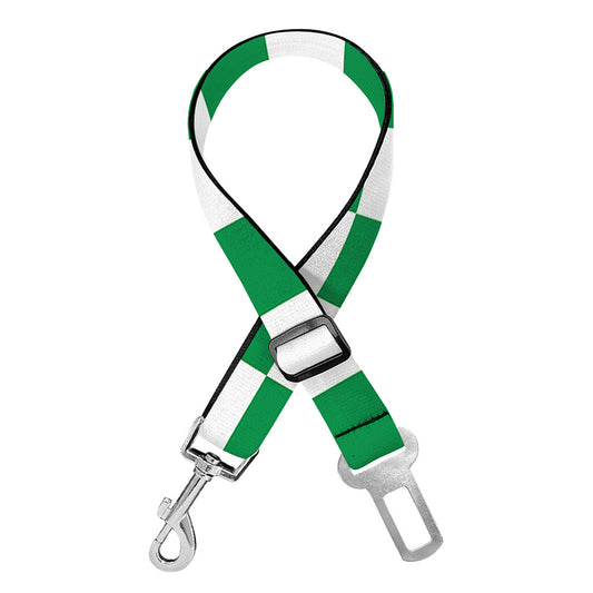 Green And White Checkered Pattern Print Dog Seat Belt