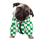 Green And White Checkered Pattern Print Dog Zip Up Hoodie