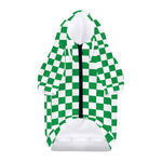 Green And White Checkered Pattern Print Dog Zip Up Hoodie