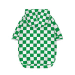 Green And White Checkered Pattern Print Dog Zip Up Hoodie