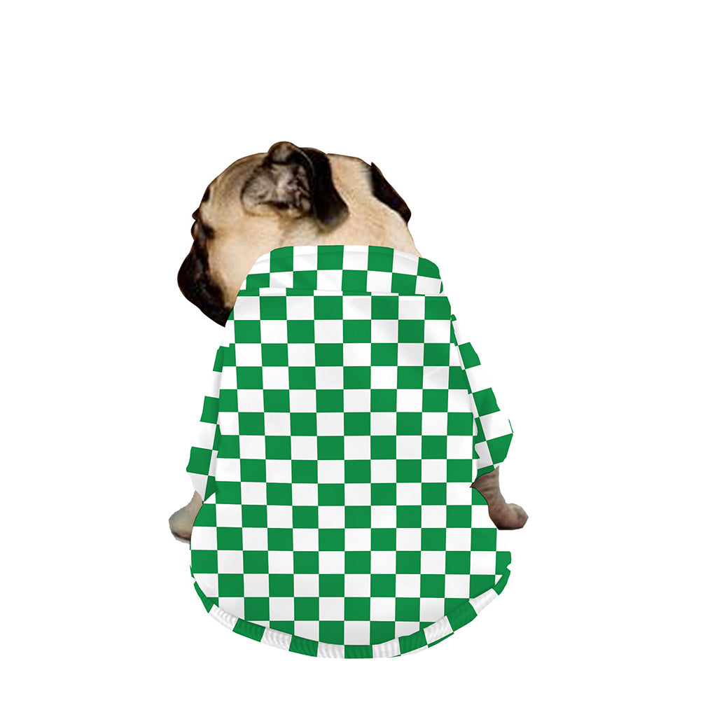 Green And White Checkered Pattern Print Dog Zip Up Jacket