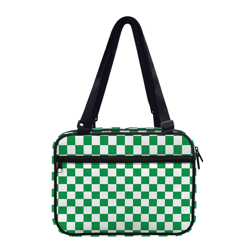 Green And White Checkered Pattern Print Double Strap Bible Bag