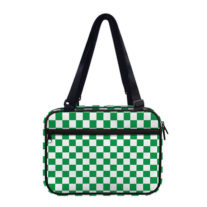 Green And White Checkered Pattern Print Double Strap Bible Bag