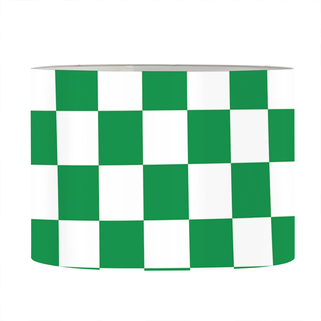 Green And White Checkered Pattern Print Drum Lamp Shade
