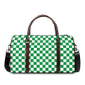 Green And White Checkered Pattern Print Duffel Bag