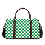 Green And White Checkered Pattern Print Duffle Bag