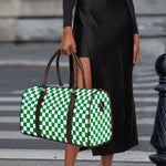 Green And White Checkered Pattern Print Duffle Bag