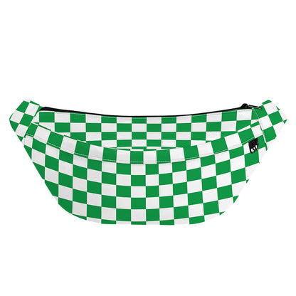 Green And White Checkered Pattern Print Fanny Pack