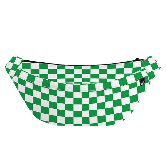 Green And White Checkered Pattern Print Fanny Pack