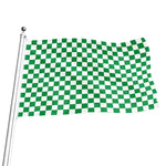 Green And White Checkered Pattern Print Flag