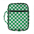 Green And White Checkered Pattern Print Front Pocket Bible Bag