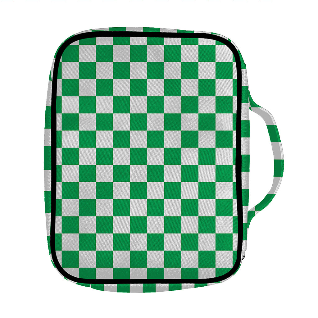 Green And White Checkered Pattern Print Front Pocket Bible Bag