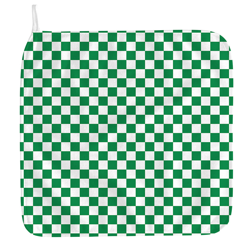 Green And White Checkered Pattern Print Hand Towel