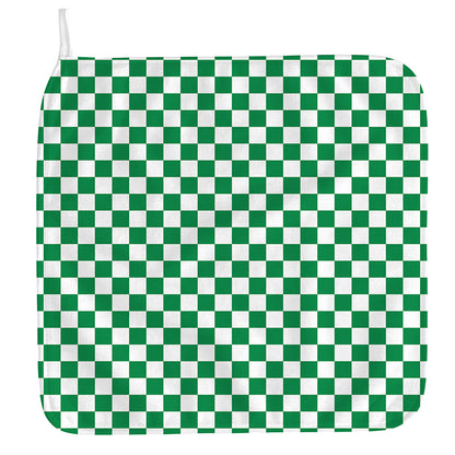 Green And White Checkered Pattern Print Hand Towel