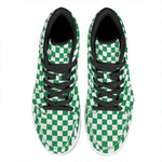 Green And White Checkered Pattern Print High Top Leather Sneakers