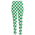Green And White Checkered Pattern Print High-Waisted Pocket Leggings