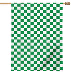 Green And White Checkered Pattern Print House Flag