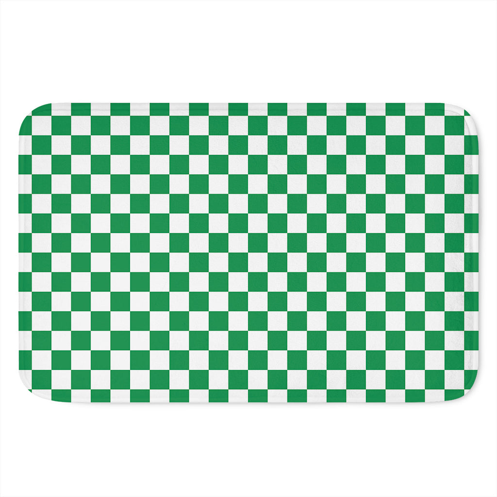 Green And White Checkered Pattern Print Indoor Door Mat
