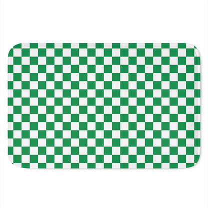 Green And White Checkered Pattern Print Indoor Door Mat