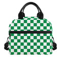 Green And White Checkered Pattern Print Insulated Lunch Bag