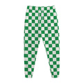 Green And White Checkered Pattern Print Jogger Pants