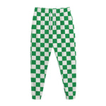 Green And White Checkered Pattern Print Jogger Pants