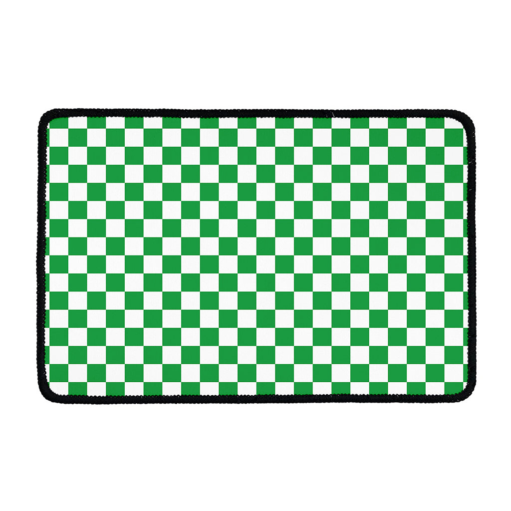 Green And White Checkered Pattern Print Kitchen Mat