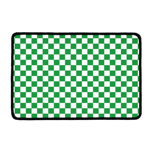 Green And White Checkered Pattern Print Kitchen Mat