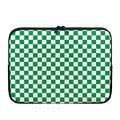 Green And White Checkered Pattern Print Laptop Sleeve