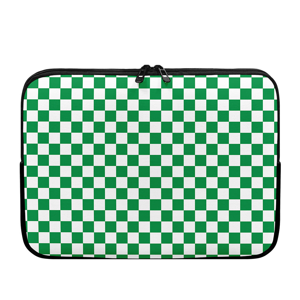 Green And White Checkered Pattern Print Laptop Sleeve