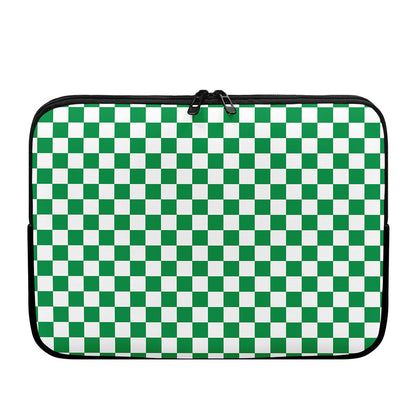 Green And White Checkered Pattern Print Laptop Sleeve