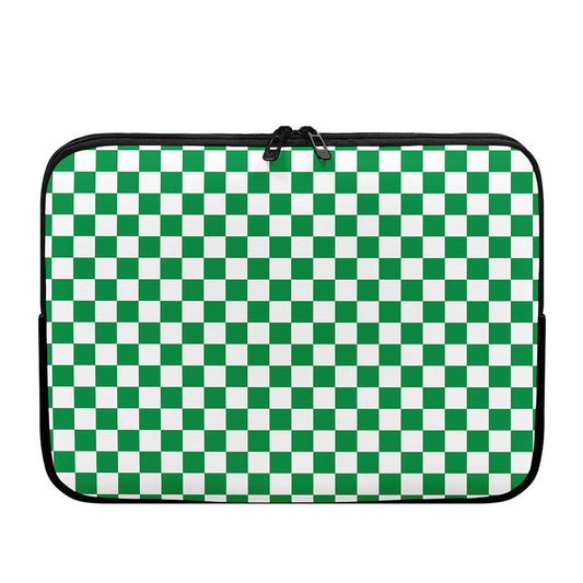 Green And White Checkered Pattern Print Laptop Sleeve