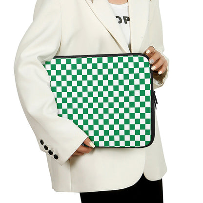 Green And White Checkered Pattern Print Laptop Sleeve