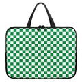 Green And White Checkered Pattern Print Laptop Sleeve With Handle