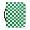 Green And White Checkered Pattern Print Leather Bible Cover