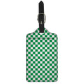 Green And White Checkered Pattern Print Luggage Tag