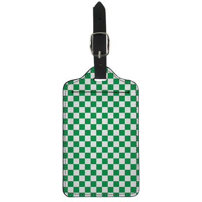 Green And White Checkered Pattern Print Luggage Tag