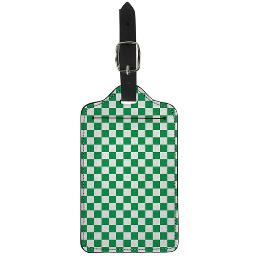 Green And White Checkered Pattern Print Luggage Tag