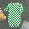 Green And White Checkered Pattern Print Men's Bodysuit