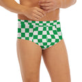 Green And White Checkered Pattern Print Men's Briefs