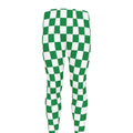 Green And White Checkered Pattern Print Men's Leggings
